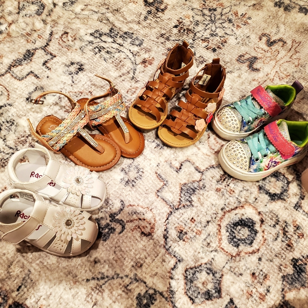 Lot of toddler girls size 5 sandals and sneakers.